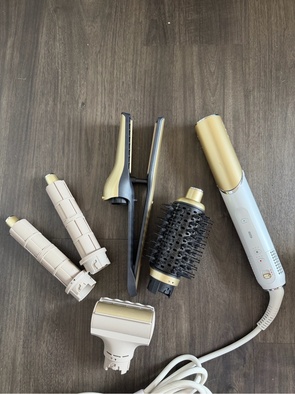 Gold and White Multi-Function Women’s Hair Styler
